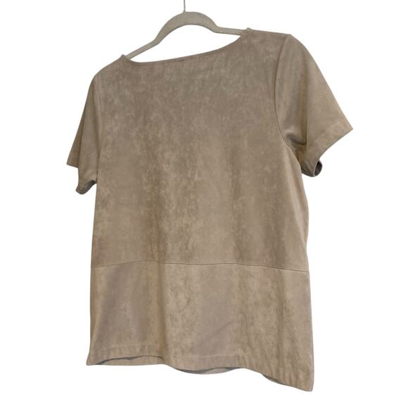 JJill Tan Faux Suede Soft Neutral Cottagecore Peasant Pocket Top Size Small - Picture 4 of 15